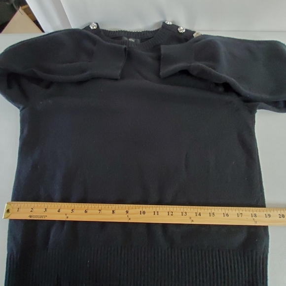 J. Crew Lamb's Wool Blend Crewneck Sweater Size L Jeweled Shoulder Buttons - Picture 7 of 13